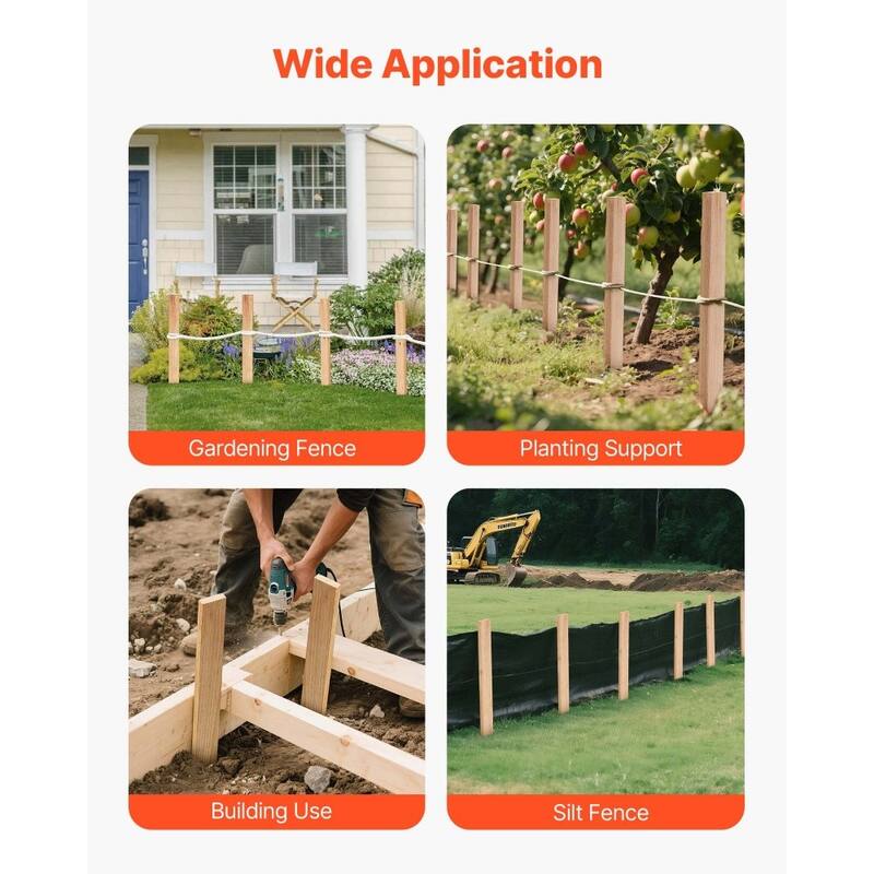 25 Pieces Natural Fir Wood Garden Stakes with Sharp Points for Plant Support amd Fencing - 0.5×1.5×24 in