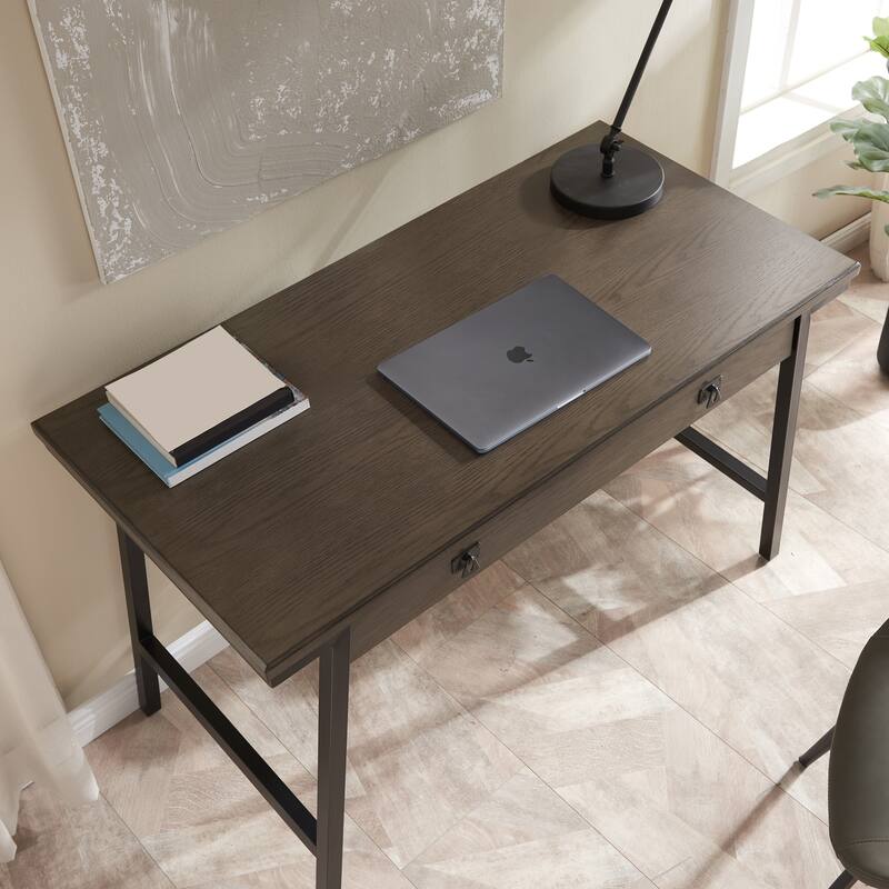Vogue Computer Desk - Modern Office Desk 48"L - Small Space Workstation - Gray & Black Finish