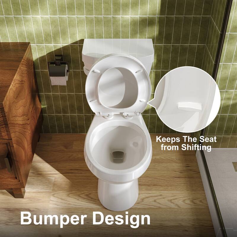 HOROW 2 Piece ADA Height Round Toilet White 1.28 GPF Strong Flush Quiet Soft Close Seat