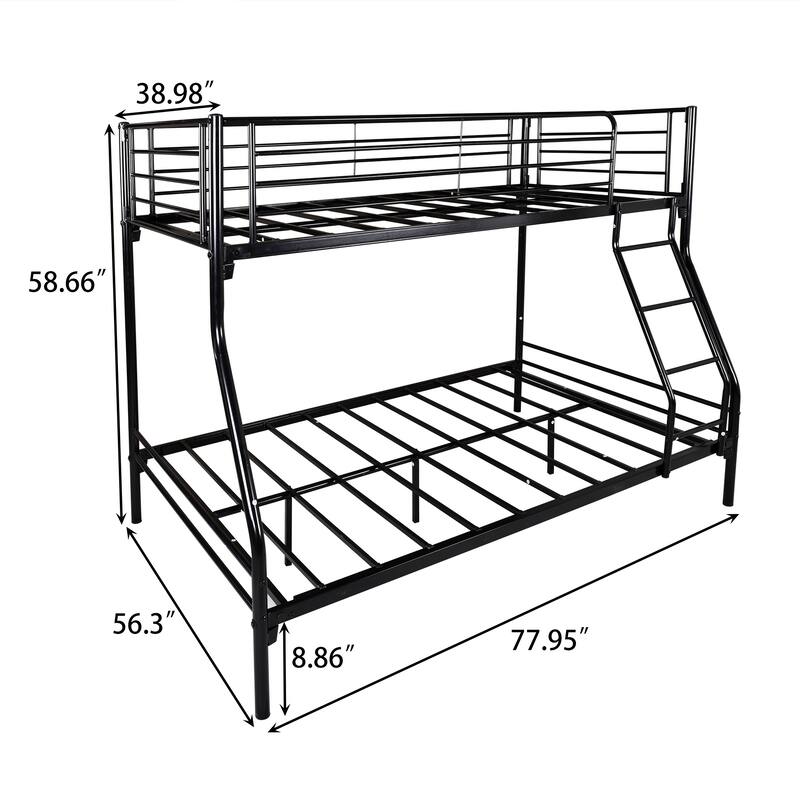 Heavy Duty Twin over Full Metal Bunk Bed with Enhanced Upper-Level ...