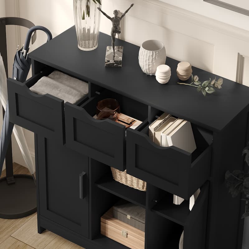 Multifunctional Storage Cabinet with 3 Drawers, 2 Doors, and Shelves, Ideal for Home Decor and Organization