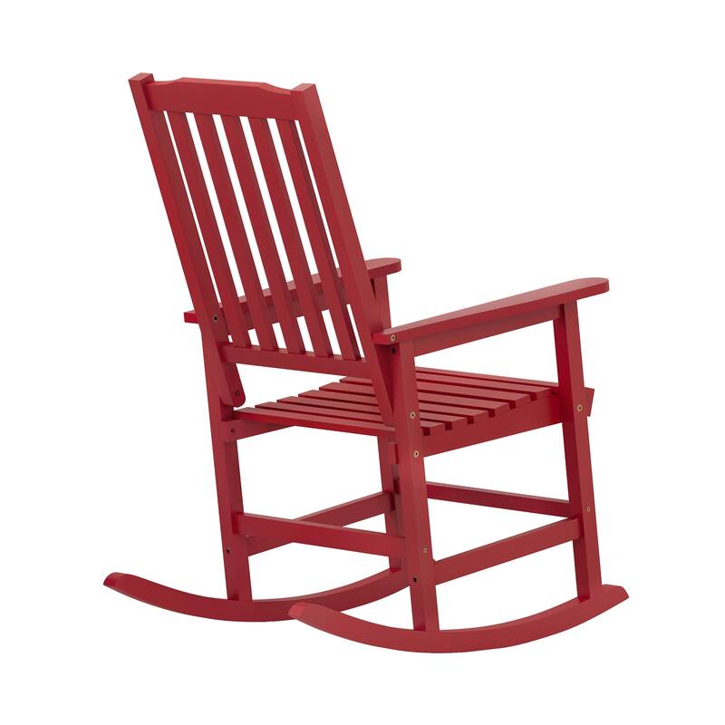 Acacia Wood Outdoor Rocking Chair, Traditional Porch Outdoor Rocker Chairs Set of 2 - 43" H