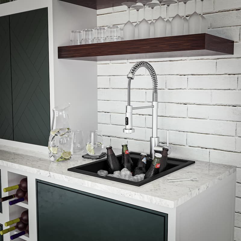 Karran QT-825 Drop-in 15-3/4" Single Bowl Quartz Composite Kitchen Sink