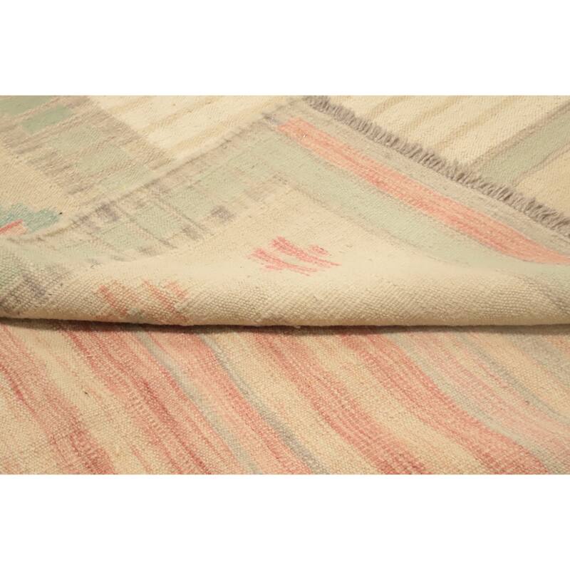 Hand Woven Oriental 100% Wool Carpet Southwestern Tribal Multi-Colored Kilim Area Rug - 9' 7'' X 7' 2''