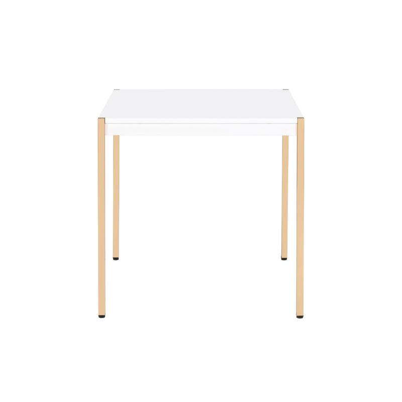 Gold Metal and White Wood End Table Square 24" Accent for Living Room Entryway or Bedroom - 24"L x 24"W x 24"H