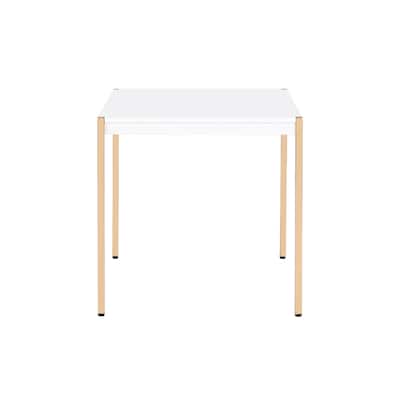 Gold Metal and White Wood End Table Square 24" Accent for Living Room Entryway or Bedroom - 24"L x 24"W x 24"H