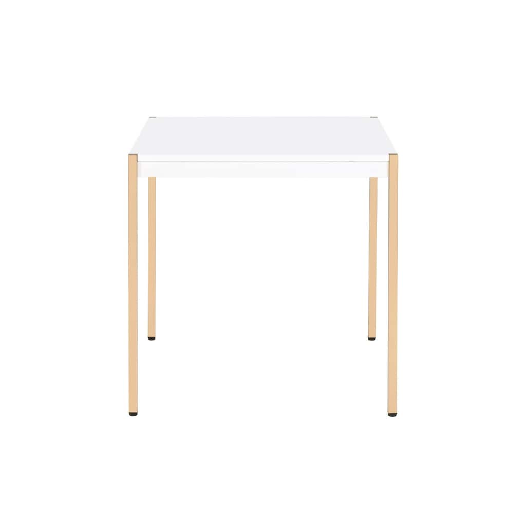 Gold Metal and White Wood End Table Square 24" Accent for Living Room Entryway or Bedroom - 24"L x 24"W x 24"H
