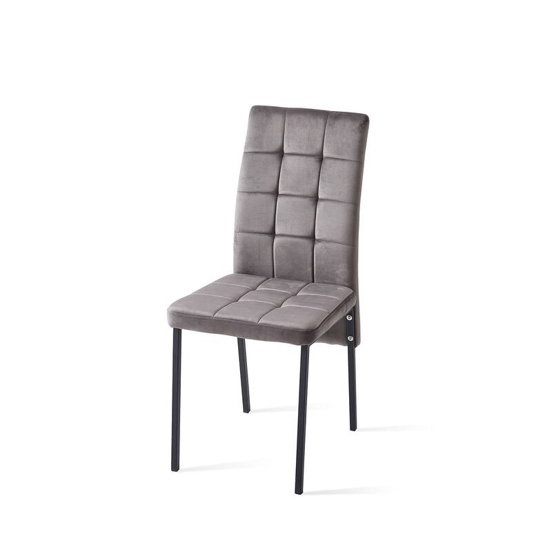 Modern High Back Velvet Dining Chairs with Golden Legs Set of 4 On