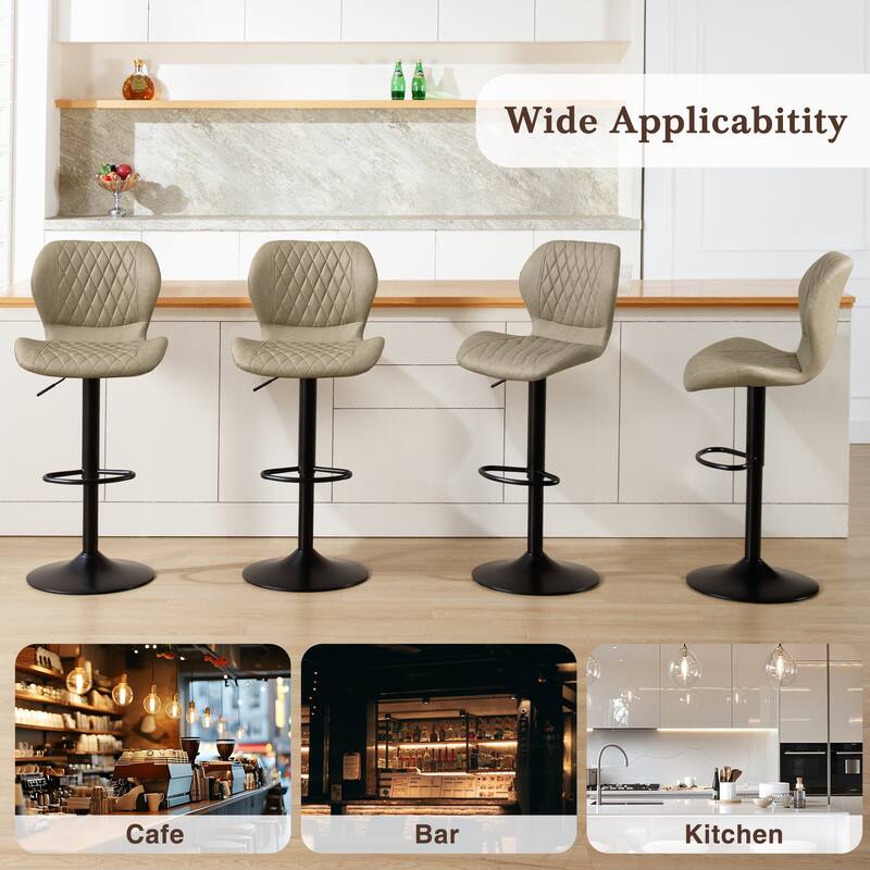 HOMYKA Swivel Adjustable Height Stool Set of 4