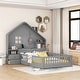preview thumbnail 28 of 34, Modern House Bed with set of Sockets, USB Port, Storage Shelves and 2 Drawers Full Gray