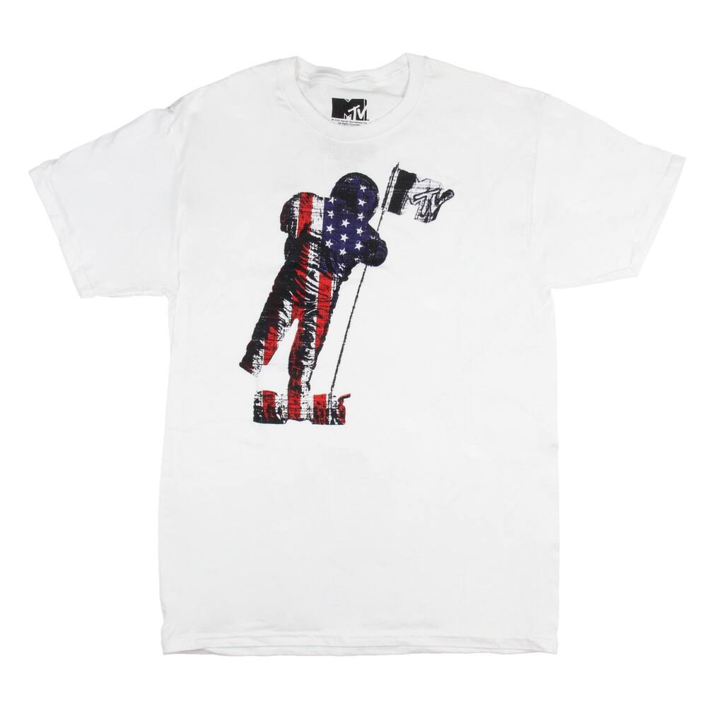 MTV Men's Music Television American USA Flag Astronaut Adult T-Shirt Tee