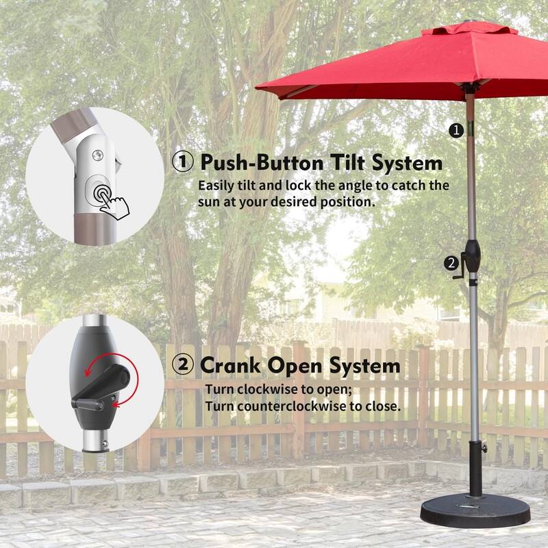 Premium 7.5FT Market Patio Umbrella - Push Button Tilt & Easy Crank, UV Block Waterproof Canopy(Base Not Included)
