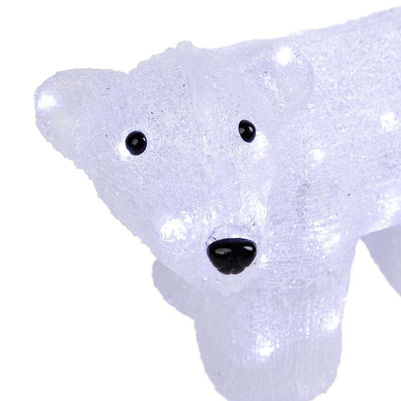 13.5" White Lighted Acrylic Baby Polar Bear Christmas Decoration