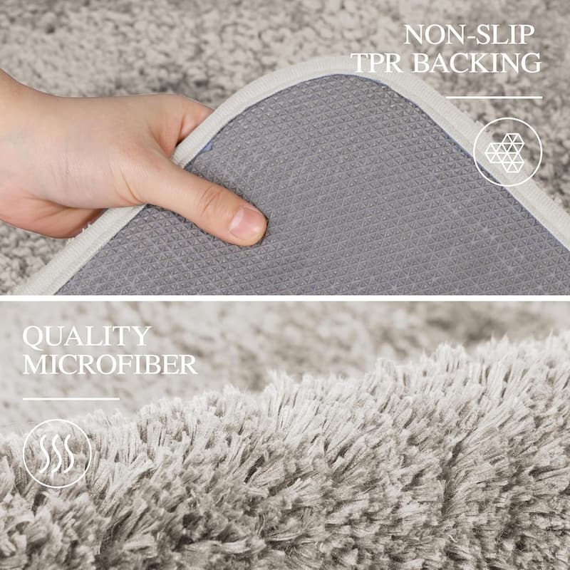 Bathroom Rug Non Slip Bath Mat for Bathroom, Water Absorbent Soft Microfiber Shaggy Bathroom Mat Machine Washable Bath Rug