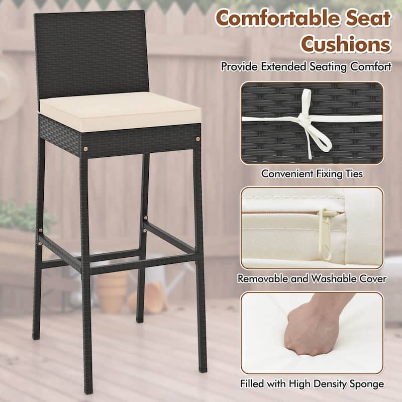 Costway 7 Pieces Patio Bar Set with Acacia Wood Tabletop & Removable - See Details