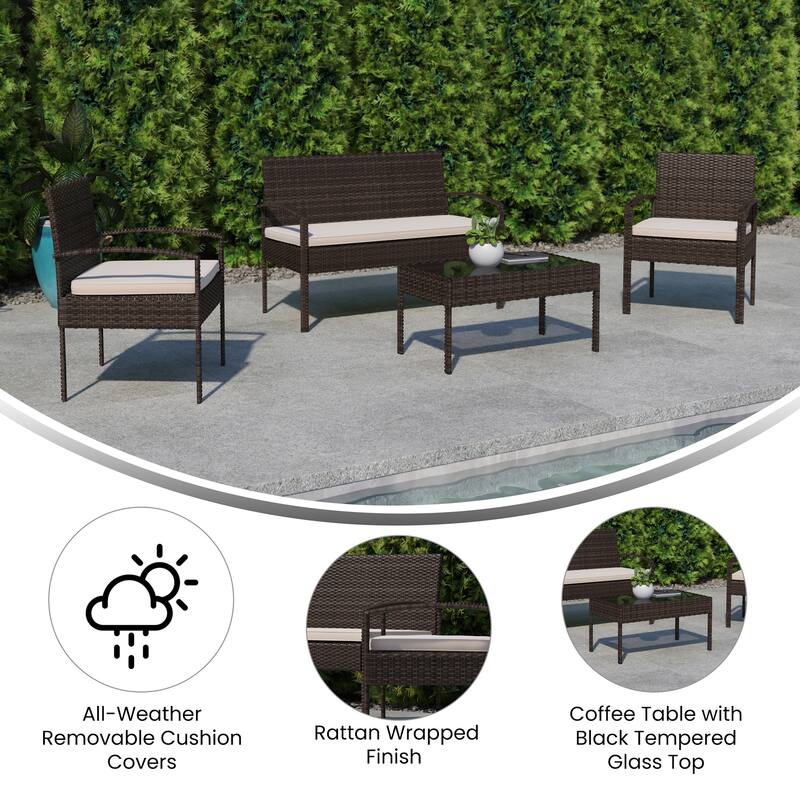 Flash Furniture FFOF33466 Lionello 4 Piece Steel Framed Polyester
