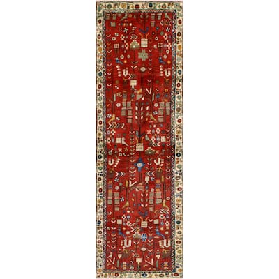 Fine Vintage Distressed Barron Red/Ivory Runner - 3'0" x 9'9"