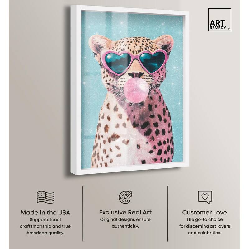 Pastel Cheetah Bubblegum Shadowbox by Art Remedy