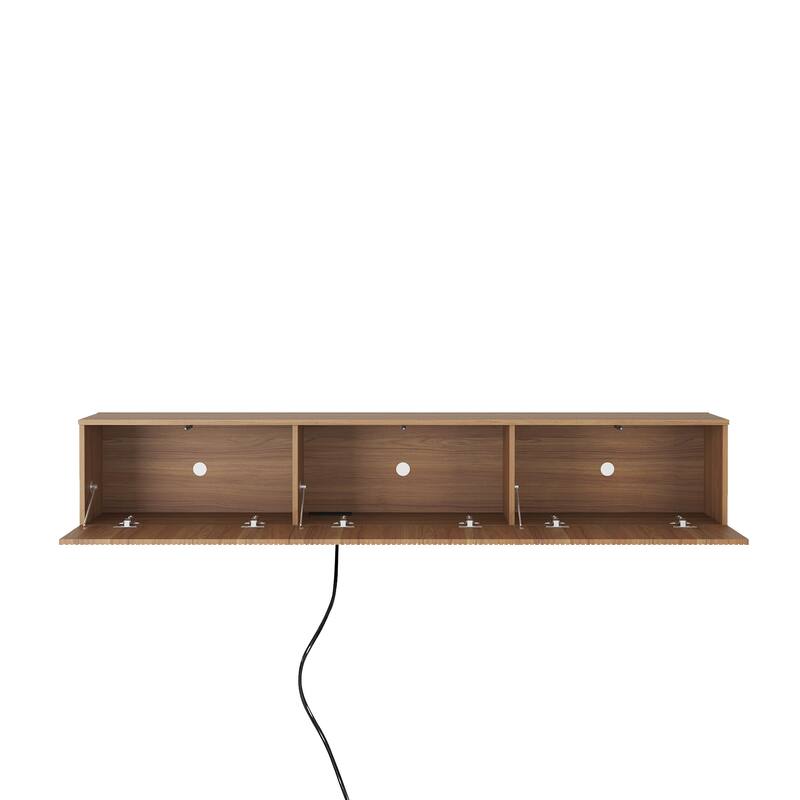 Floating TV Stand, Wall Mounted Shelf, Modern Floating Entertainment Center with Flip-Down Doors, Fits TV 50-65 inch Cabinet