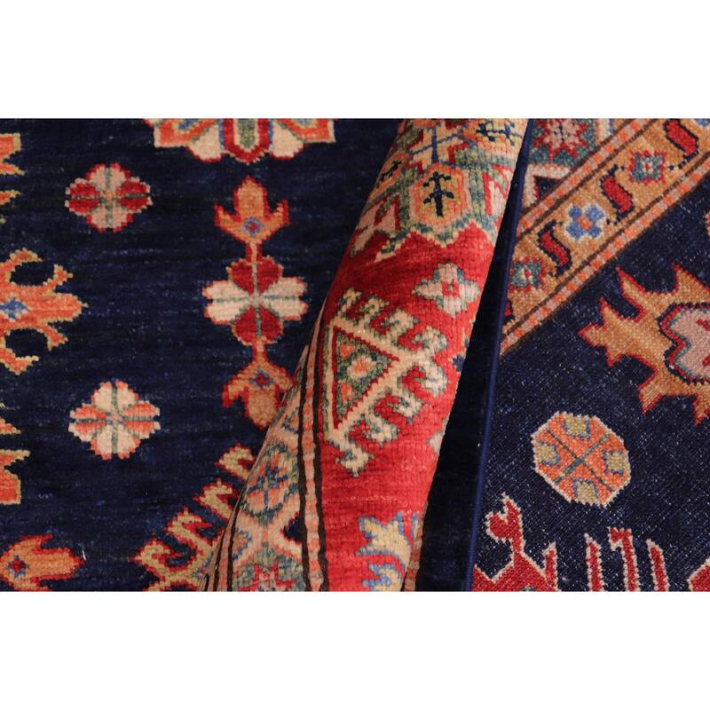 Caucasian Super Kazak Ashanti Blue/Red Hand Knotted Wool Rug - 8'2'' x 10'4''