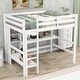 preview thumbnail 3 of 6, White Full Loft Bed with Desk and Shelves, Pine Wood and MDF Frame, Sturdy Guardrails
