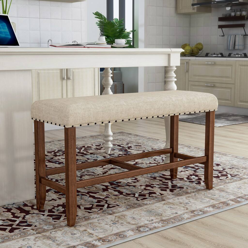 Furniture of America Tays Farmhouse Brown 44-inch Counter Dining Bench