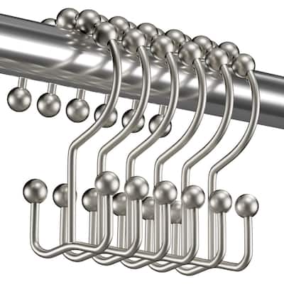 Rust-proof Metal Double Sliding Shower Hooks for Bathroom Shower Rods and Curtains, 12 Pack