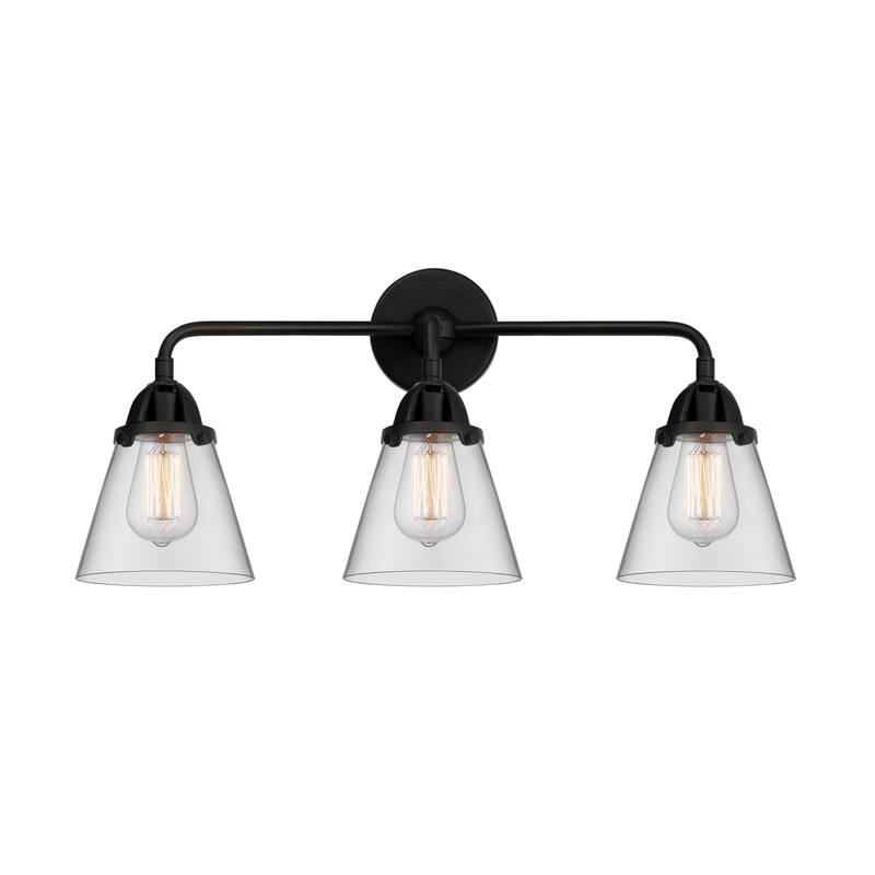 Innovations Lighting 288-3W-10-24 Cone Vanity Cone 3 Light 24" Wide - Matte Black / Clear