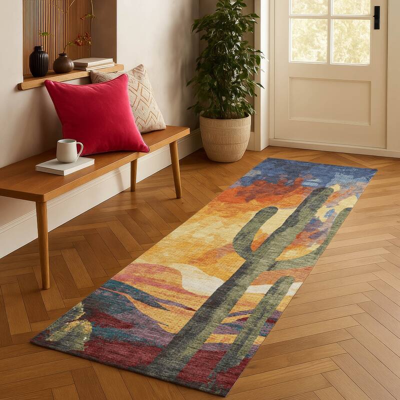 Machine Washable Indoor/ Outdoor Desert Inspiration Chantille Rug