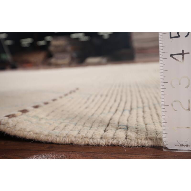 Earth Tone Moroccan Oriental Area Rug Handmade Trellis Wool Carpet - 7'6"x 10'8"