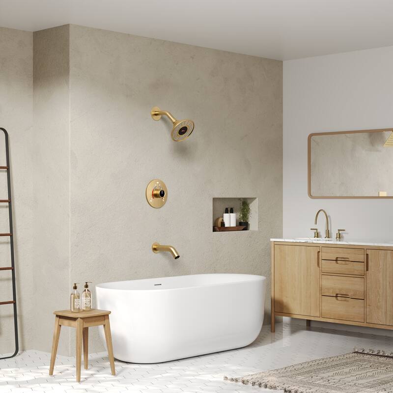 Tub Shower Faucet Set Pressure-Balanced Shower System with Temperature Display Shower Head