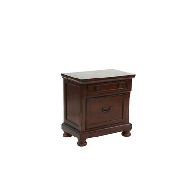 Antique Cherry Nightstand, Wooden Side Table with Ample Storage, Traditional Bedroom Furniture