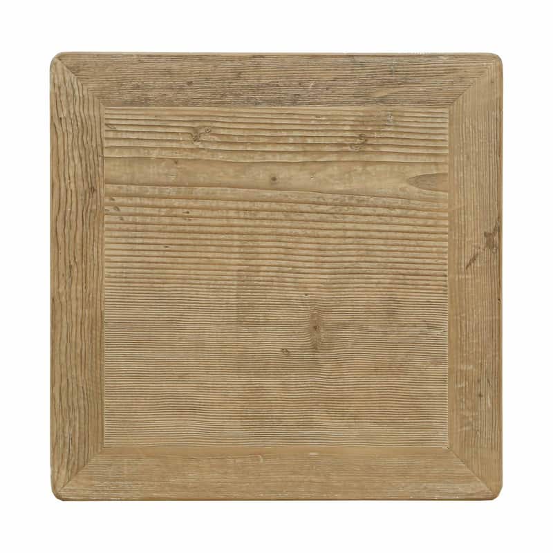 Artissance Reclaimed Wood Song Square Side Table, 24" Tall, Off White