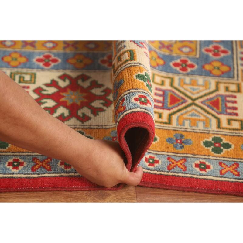 Geometric Kazak Oriental Area Rug Handmade Dining Room Wool Carpet - 8'1" x 10'3"