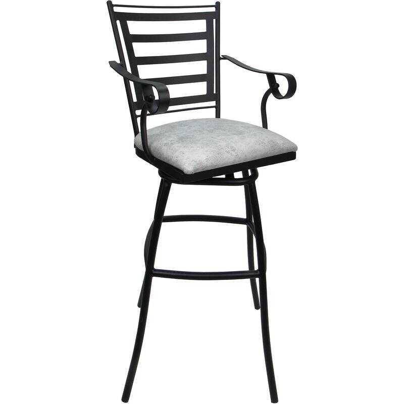 Outdoor Indoor Bar Stool Counter Extra Tall - Jenna with Arms - Ultra Hide White Vinyl - Black - Counter Height
