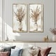 preview thumbnail 10 of 16, Beige White Boho Plant Chic I - Boho Feather Framed Wall Art Set Of 2 - Traditional Wall Art Decor 2 Pieces 24 in. W x 28 in. H - Wood - Gold