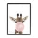 preview thumbnail 1 of 15, Stupell Baby Giraffe with Pink Bubble Gum Safari Animal Framed Wall Art 24 x 30 - Black