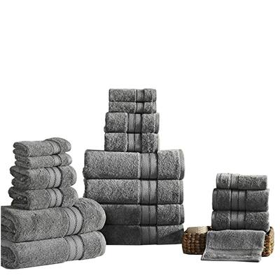 Bergamo 18 Piece Spun loft Towel Set with Twill Weave The Urban Port, Charcoal Gray