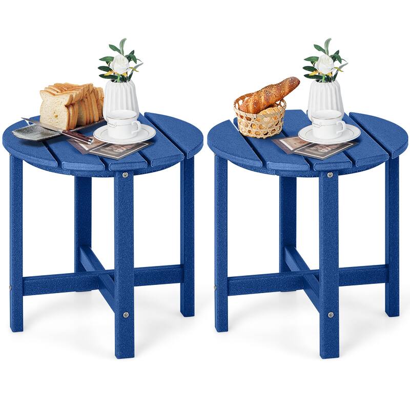 Gymax 2PCS 18'' Patio Adirondack Side Table Weather Resistant HDPE - Blue