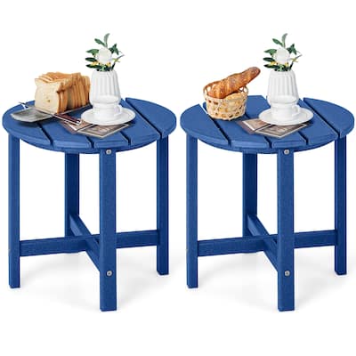 Gymax 2PCS 18'' Patio Adirondack Side Table Weather Resistant HDPE