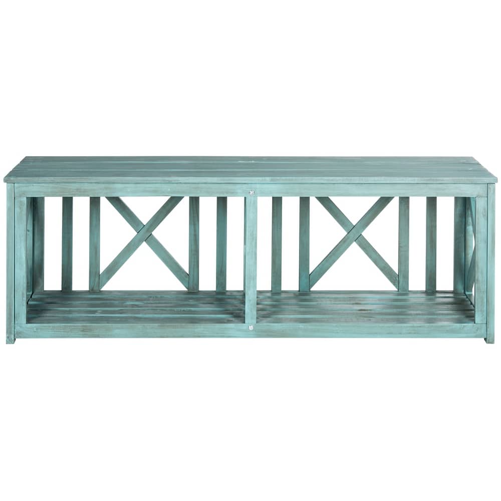 SAFAVIEH Deirdre White / Ash Grey Outdoor Bench - 51Wx14Dx18H