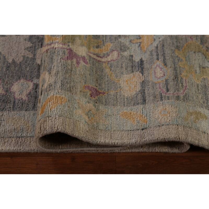 Vegetable Dye Oushak Turkish Large Rug Hand-Knotted Wool Carpet - 9'11"x 13'9"