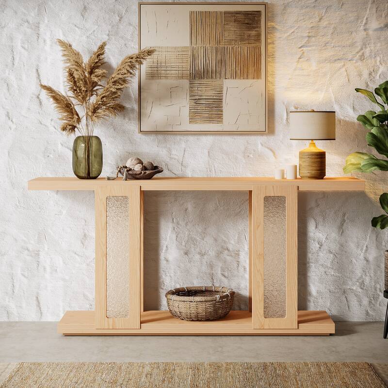 71 Inches Farmhouse Sofa Table with Acrylic Legs for Hallway - 13.8" W x 70.9" L x 35.4" H