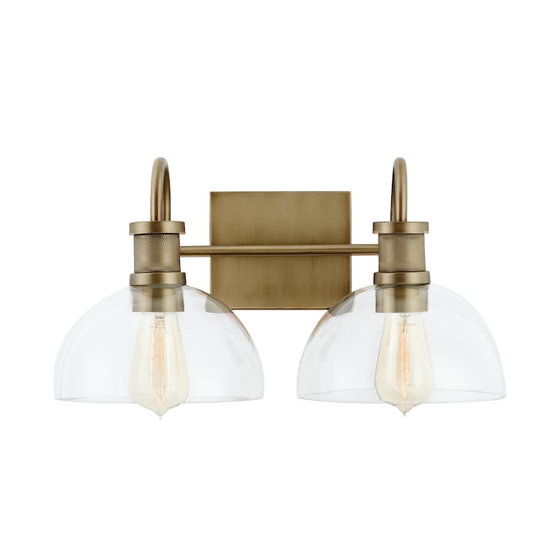 Cassidy 2-light Aged Brass Bath/ Vanity Fixture w/ Clear Glass