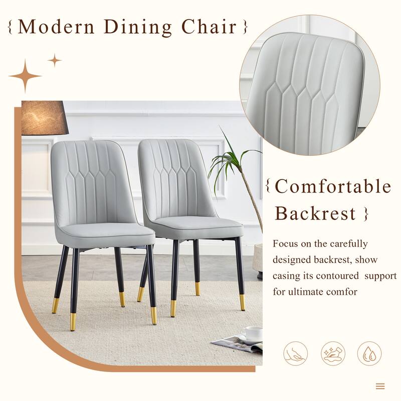 5-Piece Dining Table Set.67 * 35.4 inch wood grain MDF dining table with 4 PU cushions and metal legs