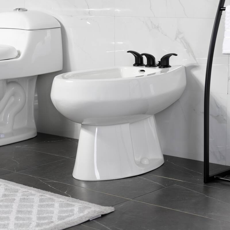 Kingston Brass Three-Handle Deck Mount Bidet Faucet