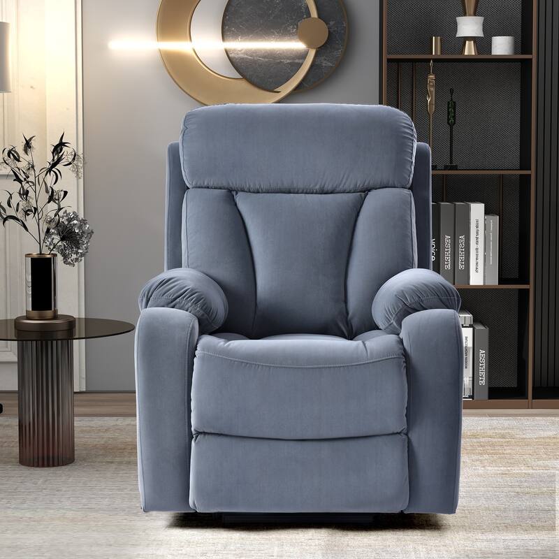 Blue Power Lift Recliner for Elderly with Remote & Side Pocket