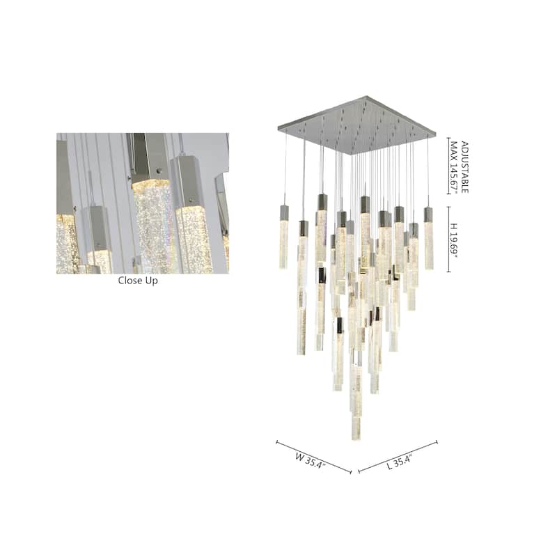 41-Light Chrome Chandelier With Clear Bubble Crystals