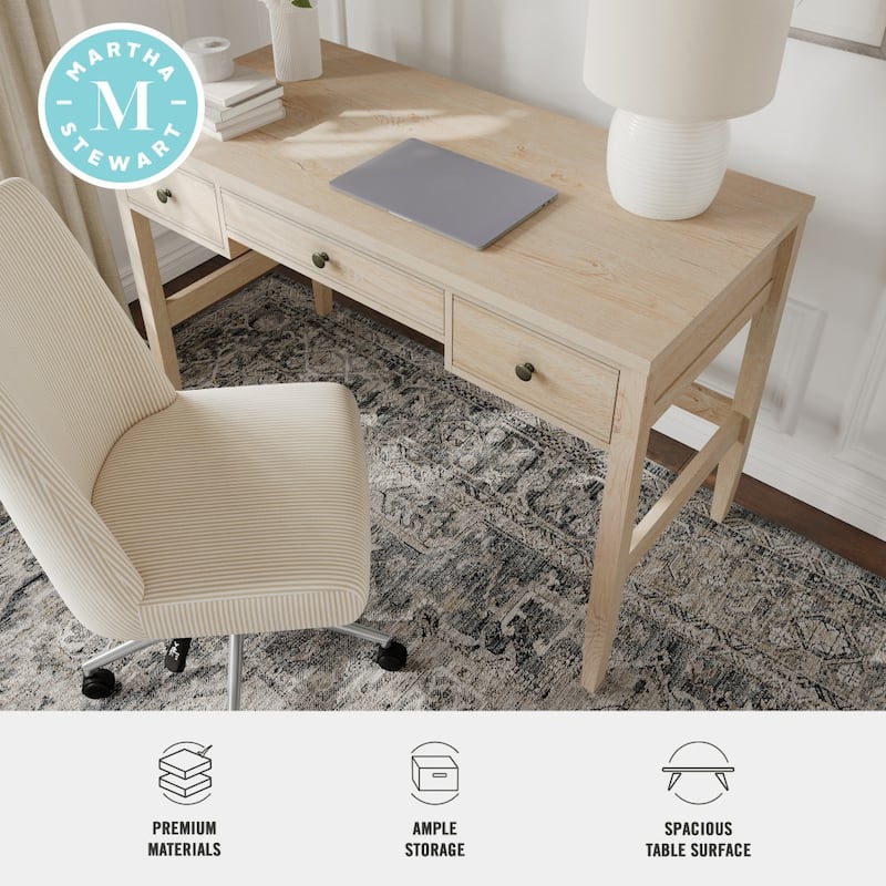 Martha Stewart Writing Desk with 3 Drawers and Tapered Legs