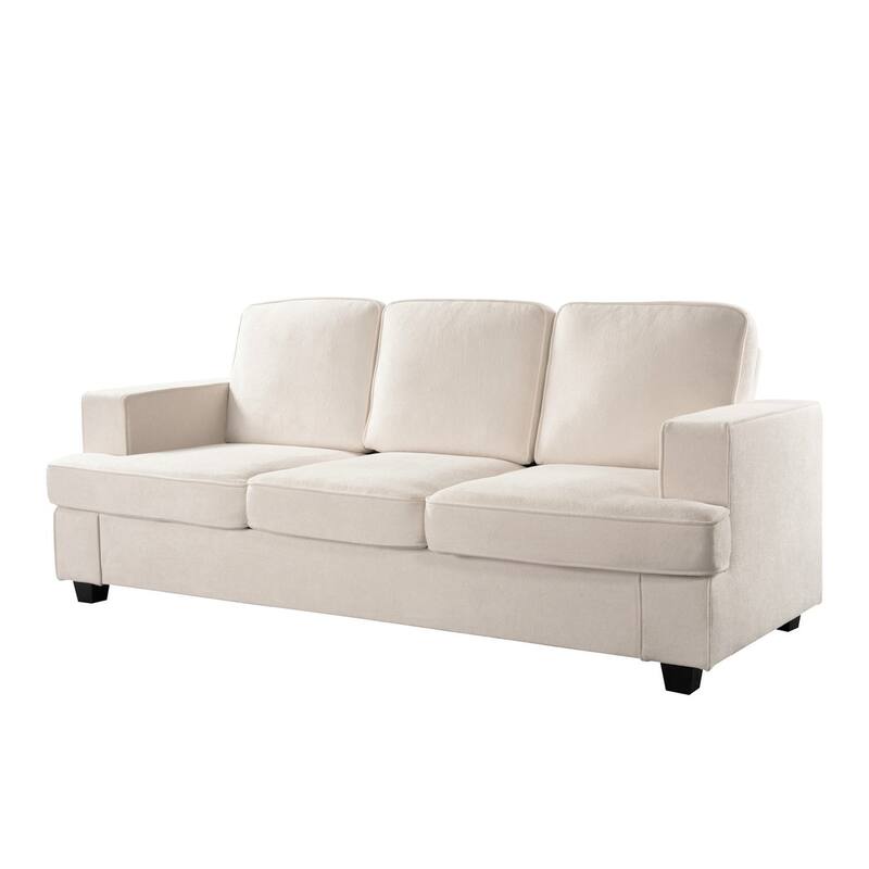 Modern Velvet Sofa, Comfortable 3 Seater Couch With Deep Seating And High-Density Foam, Loose Back Cushions